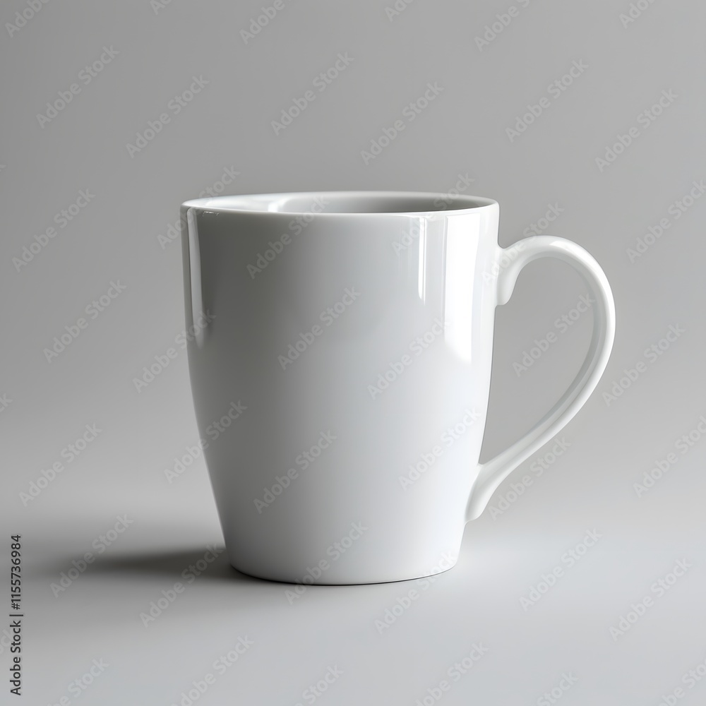 Obraz premium Simple White Ceramic Coffee Mug on Light Background
