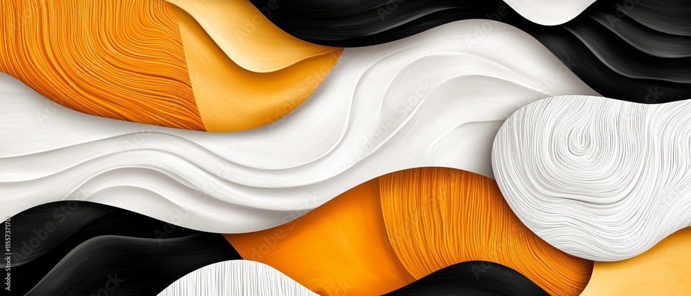 Obraz premium Abstract Orange White Black Waves Fluid Design Background