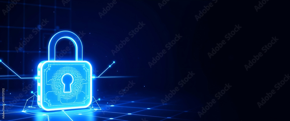 Digital Padlock icon Cyber security technology , Line and Triangle with a Network of Points ,Padlock icon Cyber security technology , Lines, Triangles, copy space Digital Padlock icon Cyber security technology , Line and Triangle with a Network of Points ,Padlock icon Cyber security technology , Lines, Triangles, copy space