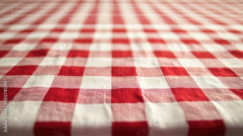 Red and white checkered tablecloth texture for dining decor or table setting design high resolution close-up seamless pattern. photo