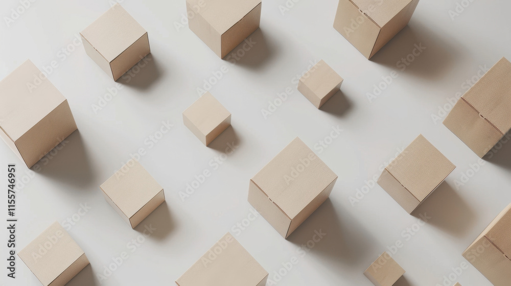 cardboard boxes on white background