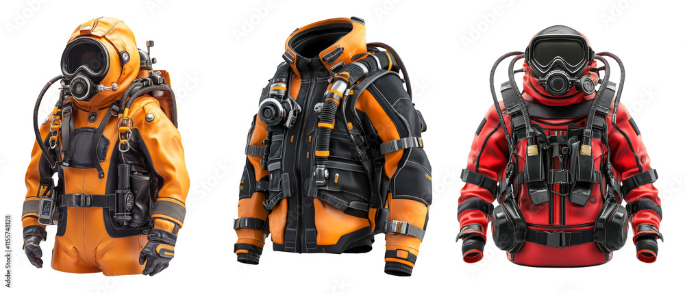 Isolated Diving Suits on Transparent Background for Stock Use