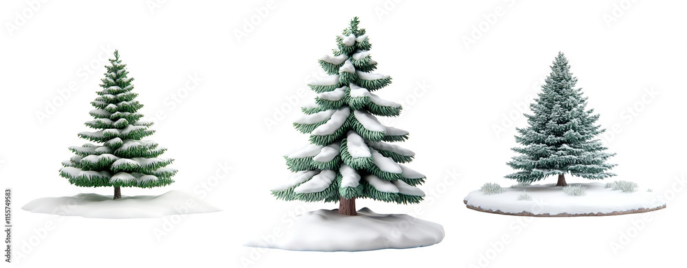 Fototapeta premium Isolated Christmas Trees on Transparent Background for Winter Collection