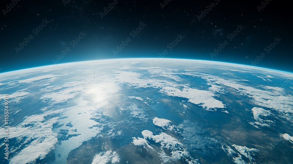 Fototapeta premium Stunning view of Earth from outer space with vivid colors and atmospheric details.