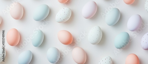 Pastel colored Easter eggs arranged in a flat lay design creating a vibrant and stylish backdrop for seasonal celebrations and promotions photo