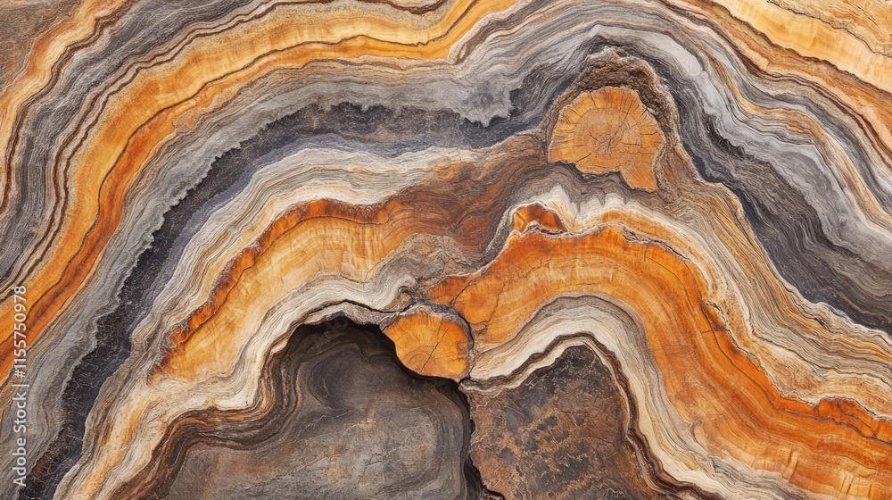 Natural texture of polished wood bark showcasing vibrant orange and gray patterns ideal for backgrounds and design elements. Natural texture of polished wood bark showcasing vibrant orange and gray patterns ideal for backgrounds and design elements.