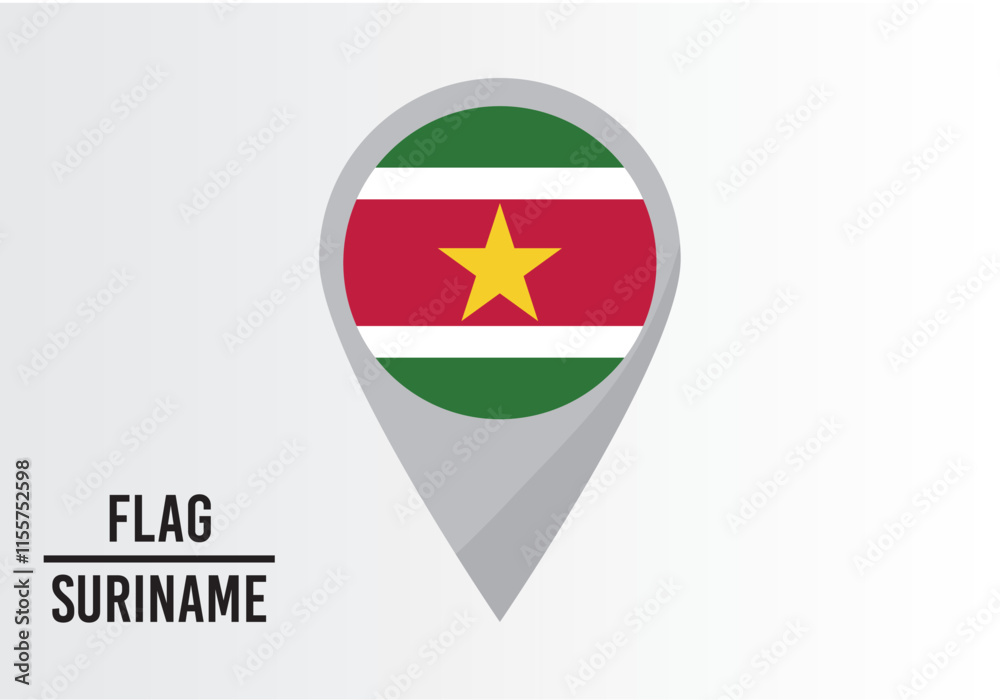Surıname Flag on Location Pin. vector illustration Surıname Flag on Location Pin. vector illustration