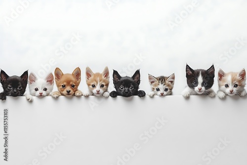 Cute Baby Animals Peeking Over White Banner1 photo