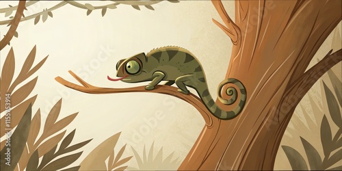 Chameleon illustration with vibrant artistic details photo