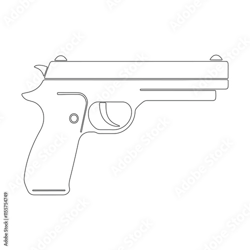 Pistol Line Drawing Illustration