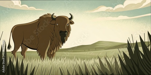 Artistic illustration of a buffalo photo