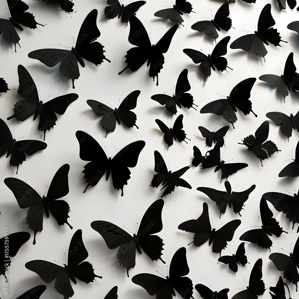 Fototapeta premium Butterfly swarm silhouette