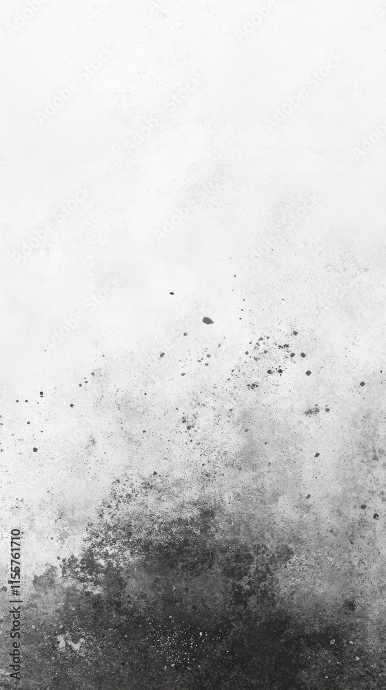 Abstract grayscale texture with dark particles rising from bottom.
