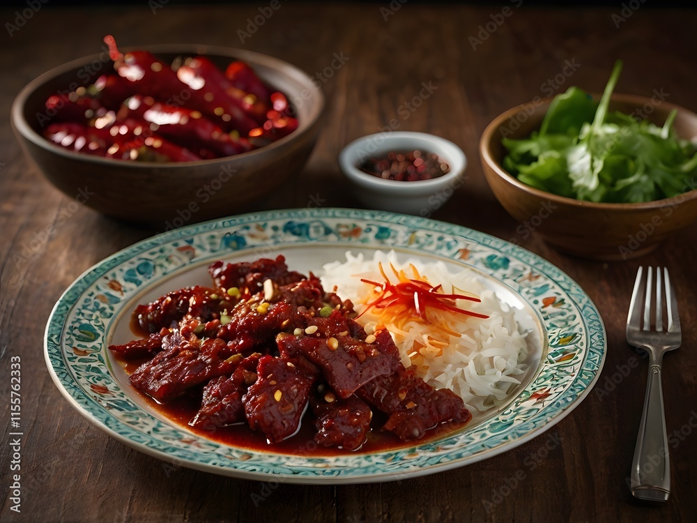 Delicious Spicy Beef Stir fry with Rice Delicious Spicy Beef Stir fry with Rice