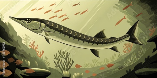 Artistic illustration of a barracuda photo