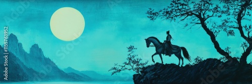 Siddhartha's moonlit departure from the palace on a quest for enlightenment. Generative AI