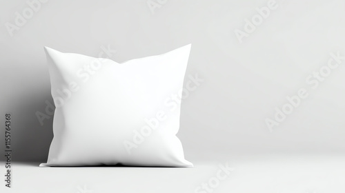 A cozy white pillow resting on a neutral background, perfect for home decor inspiration.