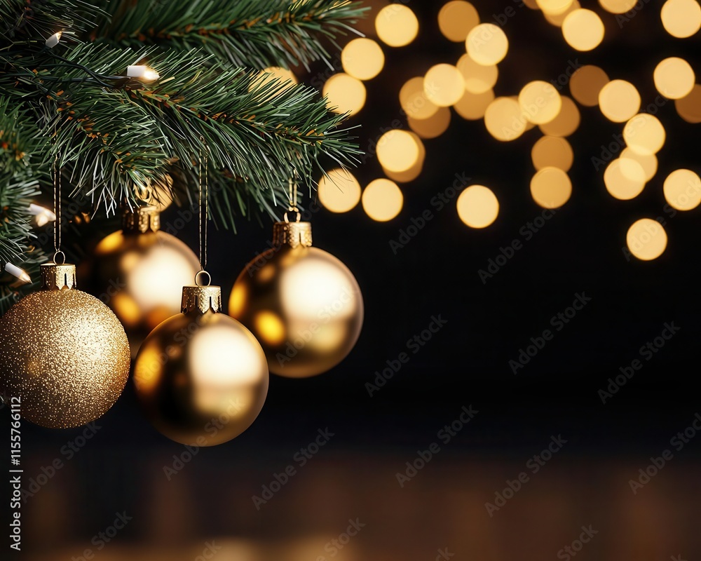 Luxury Christmas sale flyer with gold fonts, festive lights, and a glamorous holiday setting Luxury Christmas sale flyer with gold fonts, festive lights, and a glamorous holiday setting
