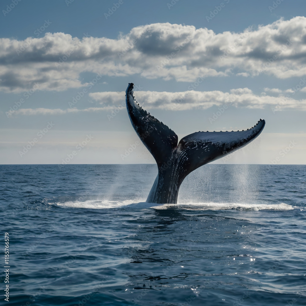 Fototapeta premium Giant Whale in Open Waters