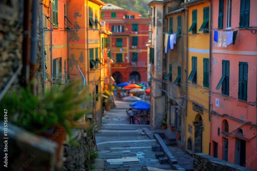 Fototapeta premium Digital painting of the city of Cinque Terre, Italy