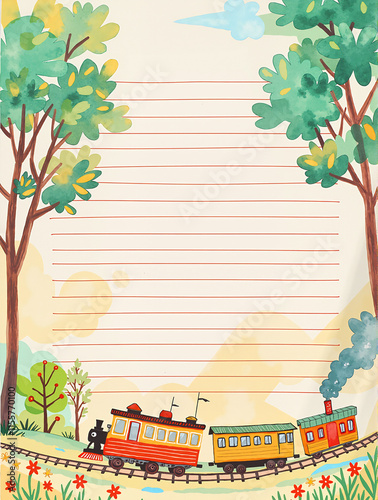 Lined Paper with Bright Colorful Border