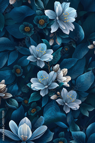 Moody Seamless Design of Nocturnal Moonflowers
