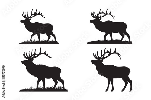 Silhouette of Majestic Moose in Wildlife Vector Illustration photo