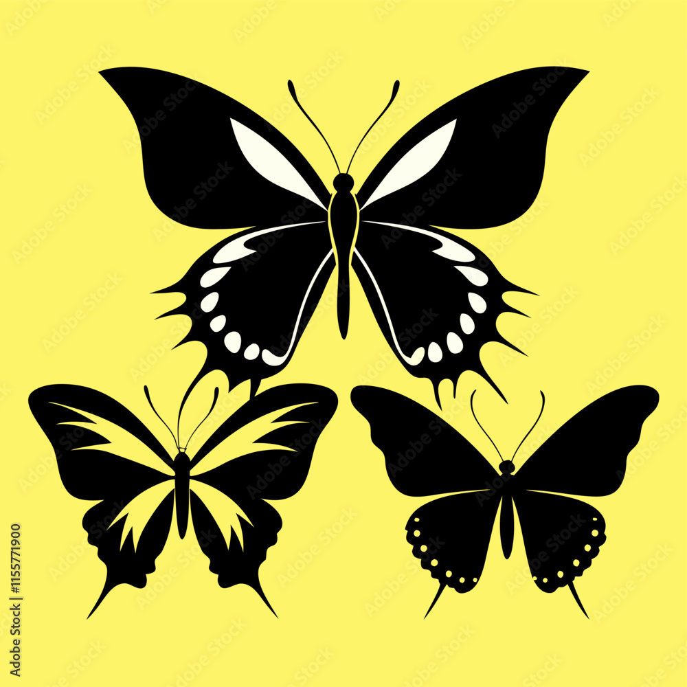 set of butterflies set of butterflies