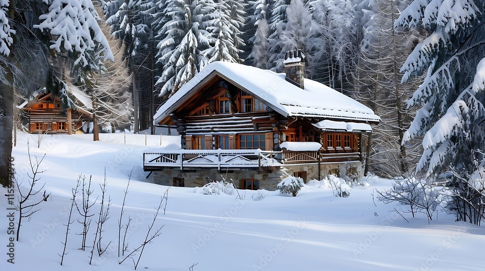 Winter in the swiss alps, Switzerland. Wooden chalet in the mountains. Winter in the swiss alps, Switzerland. Wooden chalet in the mountains.