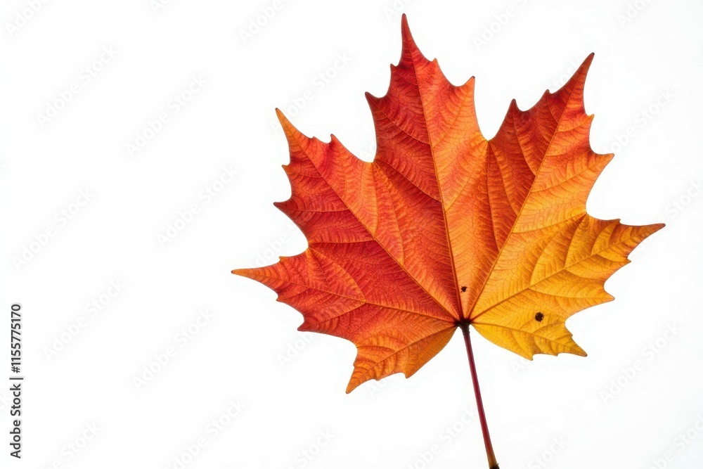 Intensely colored maple leaf, isolated, pure white backdrop, background, november Intensely colored maple leaf, isolated, pure white backdrop, background, november