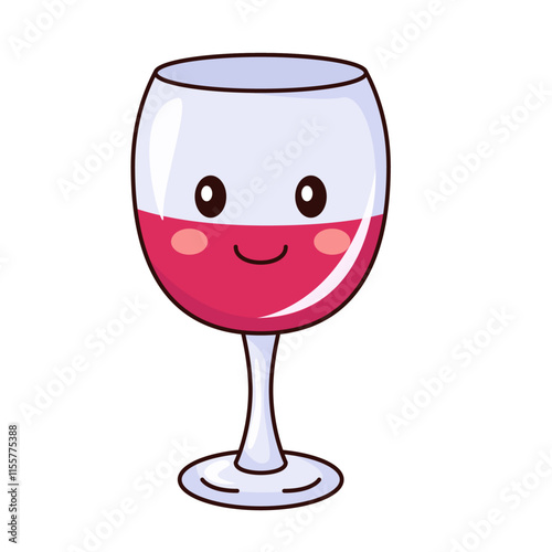 Cute Drink Cartoon Kawaii Sticker. Character Vector Illustration