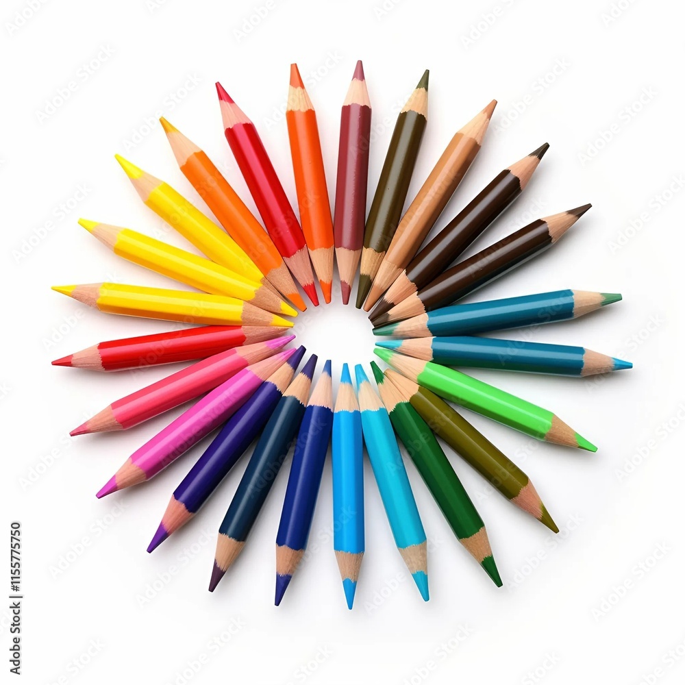 color pencils isolated on white background