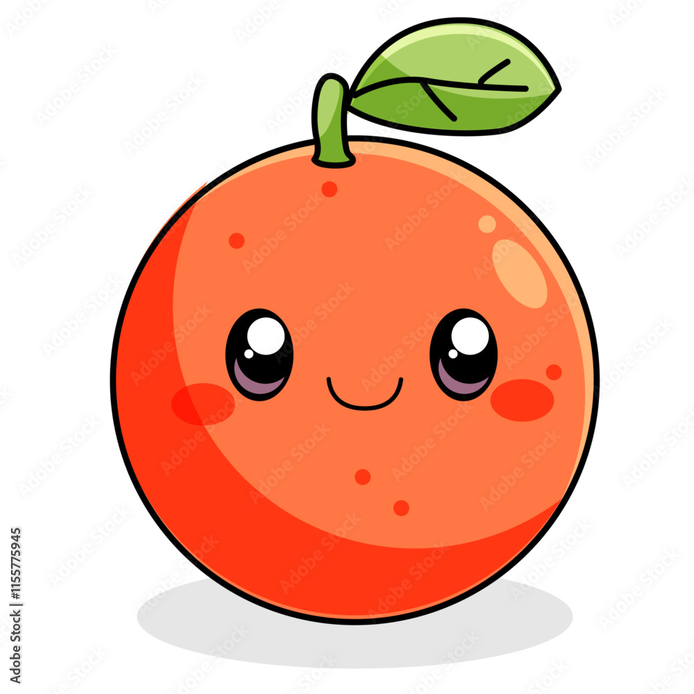 Obraz premium Cute Orange Cartoon Kawaii Sticker. Character Vector Illustration