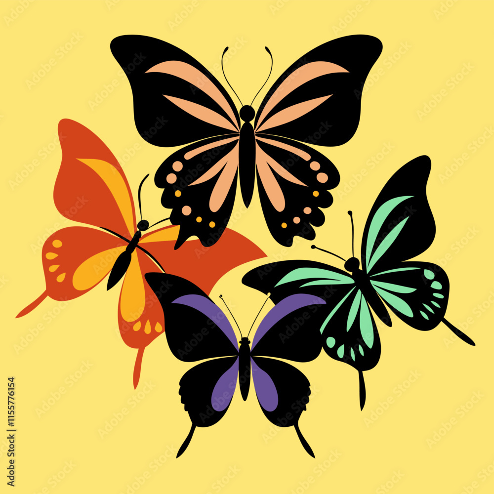 set of butterflies set of butterflies