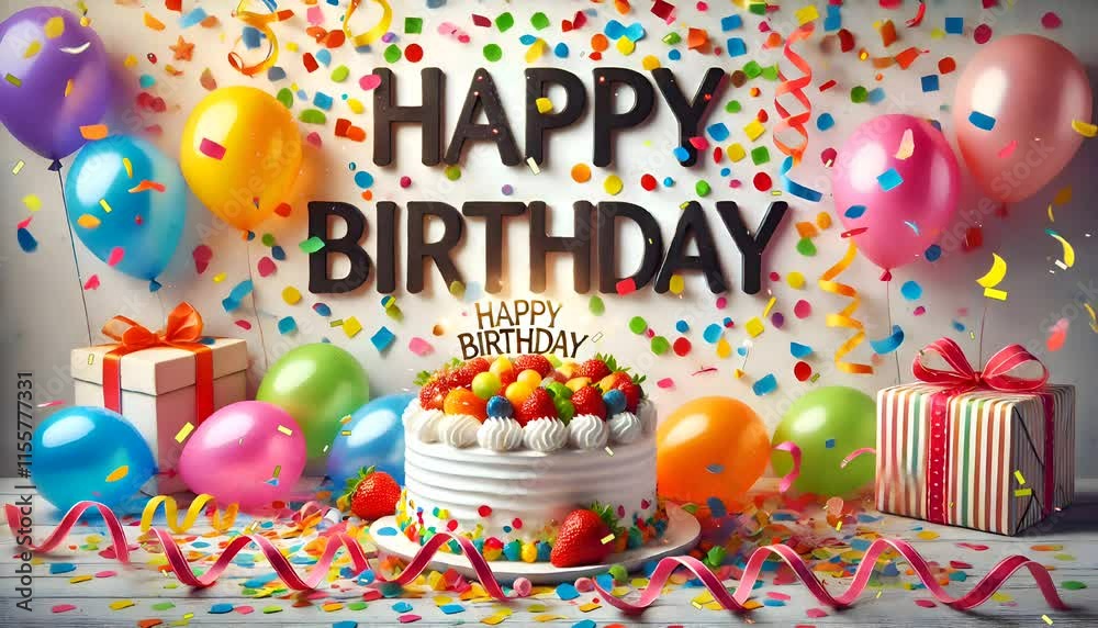 happy birthday text animation effect 