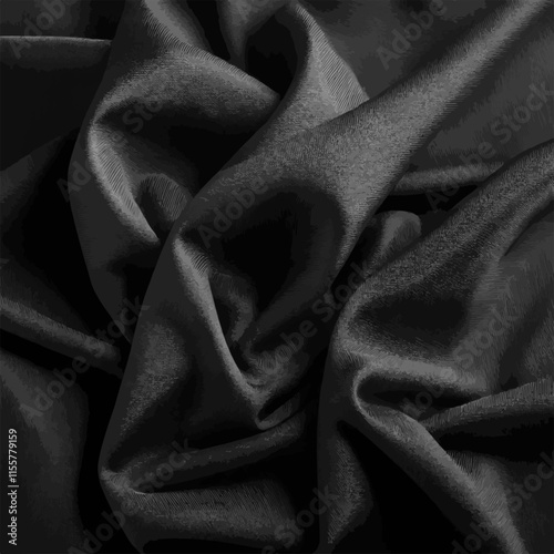 Textured Black Satin Fabric Background