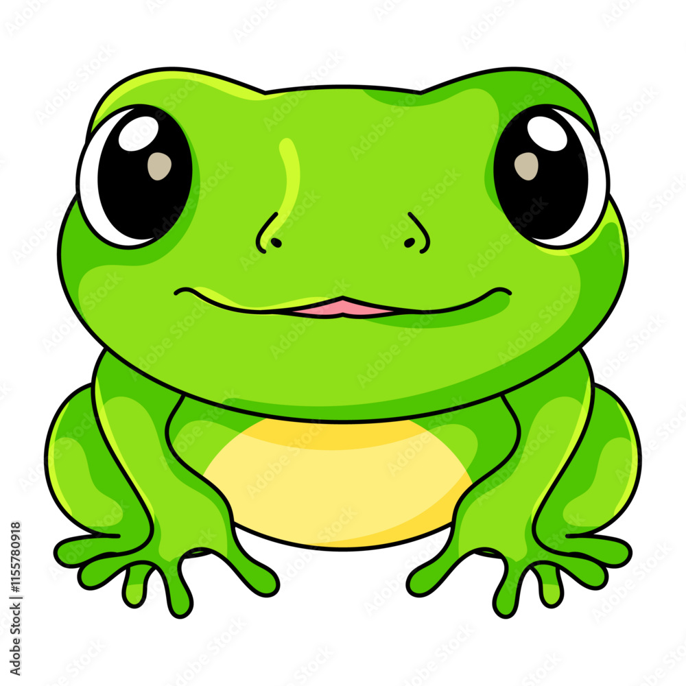 Fototapeta premium Cute Frog Cartoon Kawaii Sticker. Character Vector Illustration