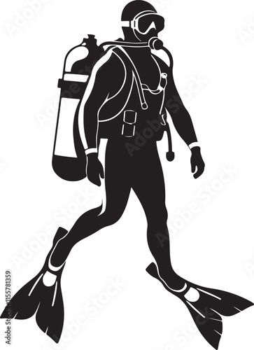 Scuba diver silhouette vector, scuba diver vector illustration design