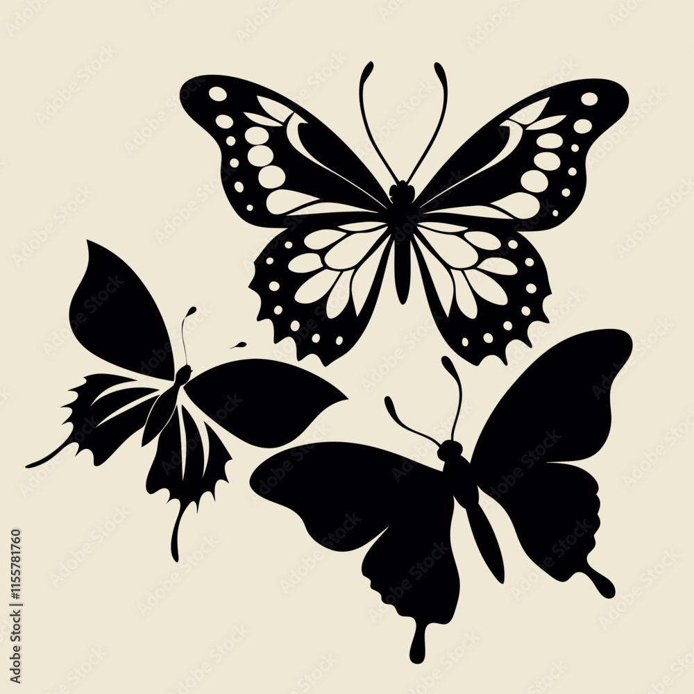 set of butterflies set of butterflies