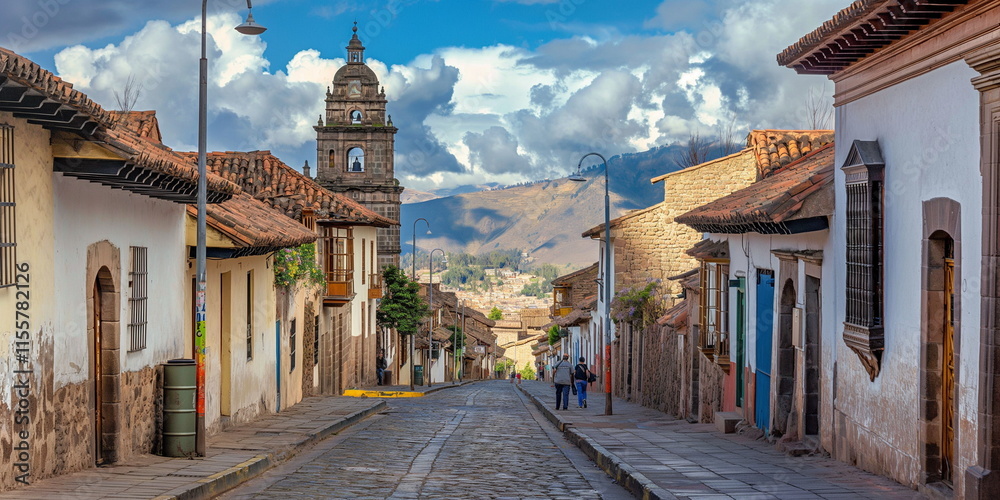 Obraz premium Afternoon Under the bright sun Cusco comes alive w_018
