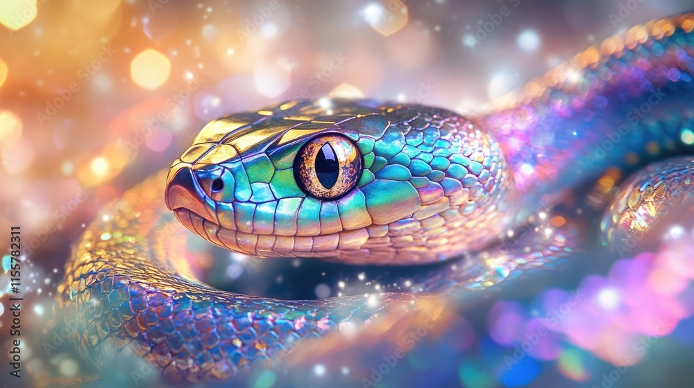 Close-up of a Snake with Iridescent Scales Close-up of a Snake with Iridescent Scales
