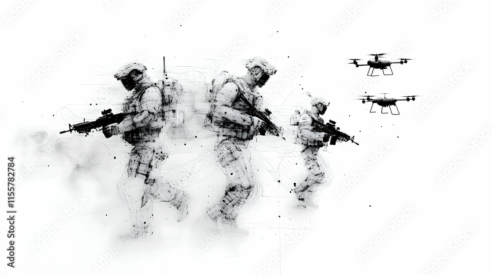 Fototapeta premium Modern Military Combat Simulation - Advanced Battlefield Strategy