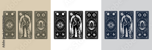 modern soldier man playing card tattoo design