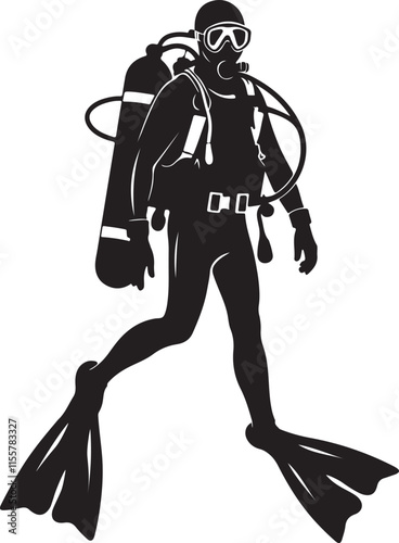 Scuba diver silhouette vector, scuba diver vector illustration design