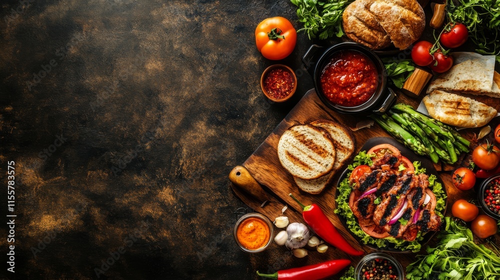 Colorful Ingredients Spread on a Rustic Table Colorful Ingredients Spread on a Rustic Table