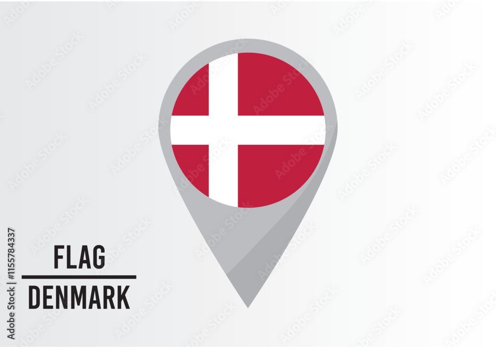 Denmark Flag on Location Pin. vector illustration Denmark Flag on Location Pin. vector illustration