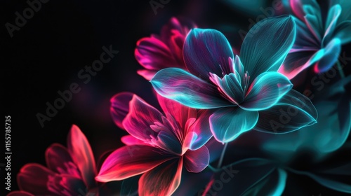 Neon Floral Fantasy: A Dreamy Bloom