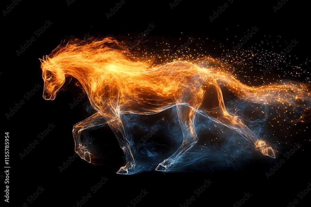 Fiery Horse Digital Art Illustration5 Fiery Horse Digital Art Illustration5
