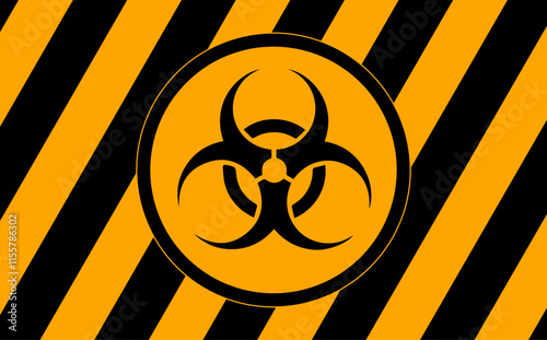 Striped design with a biohazard symbol in a circle
