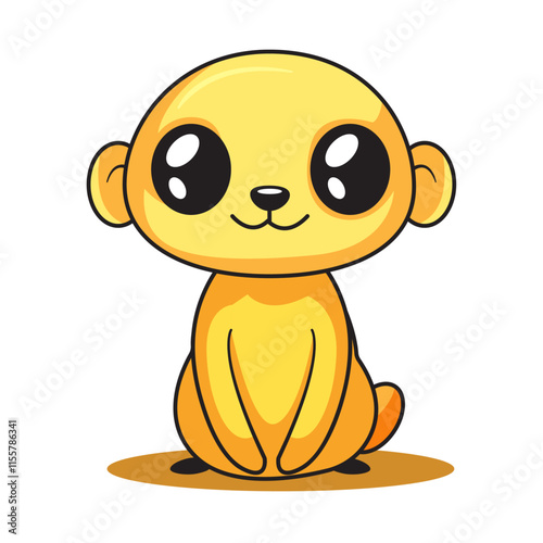Cute Meerkat Cartoon Kawaii Sticker. Character Vector Illustration